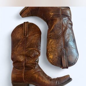 Classic Brown Leather Cowboy Boots